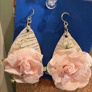 Elegant Pink Floral Earrings, coquette, fairy, feminine